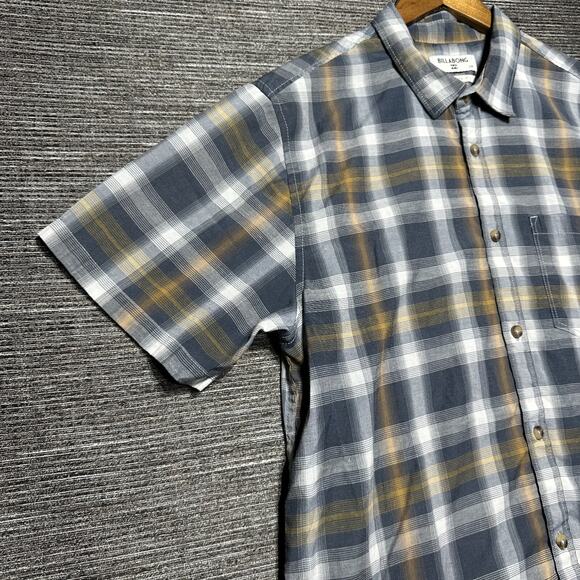 Billabong Button Up Shirt Men's L Blue Plaid Short Sleeve Tailored Fit #M502KAMM - Picture 6 of 15